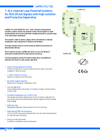 Thumbnail of document Data Sheet - IsoPAQ-21L / IsoPAQ-22L 1 & 2 Channel Loop Powered Isolators